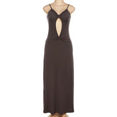 Cutout Backless Maxi Sleeveless Split Cocktail Bodycon Spaghetti Strap Long Party Midi Dress